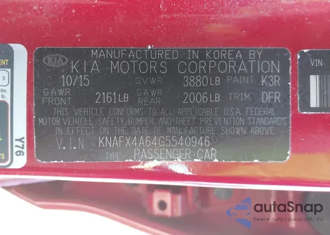 2016 Kia Forte Lx from USA, damaged, VIN KNAFX4A64G5540946